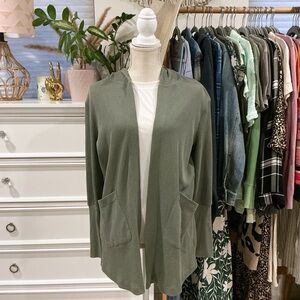 Splendid | Olive Army Green Thermal Open Front Hoodie size Medium